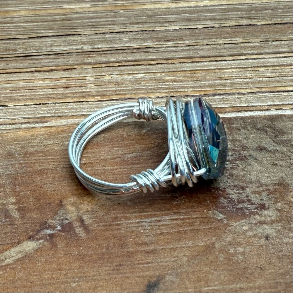 Handcrafted Silver Plated Wire-Wrap Ring Multicol… - image 4